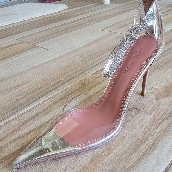 Amina Muaddi Ursina Transparent Glass Pump Crystal Embellished Eur.